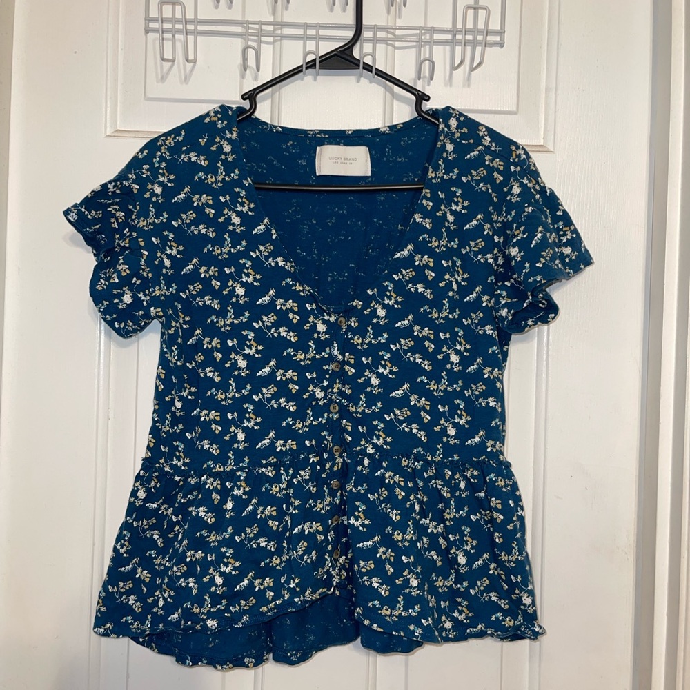 Lucky Brand Blue Floral Blouse